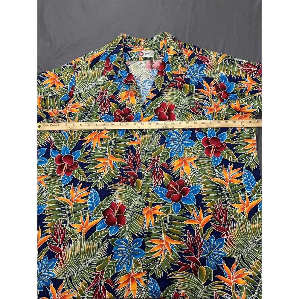 Hilo Hattie Aloha Shirt Mens XXL Blue Floral Hawaiian Camp Collar Vintage - Picture 3 of 11